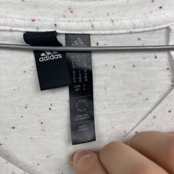 Adidas Shirt Future Icon Winners 3.0 Confetti Tee White / Gray Women Sz S - Picture 6 of 10